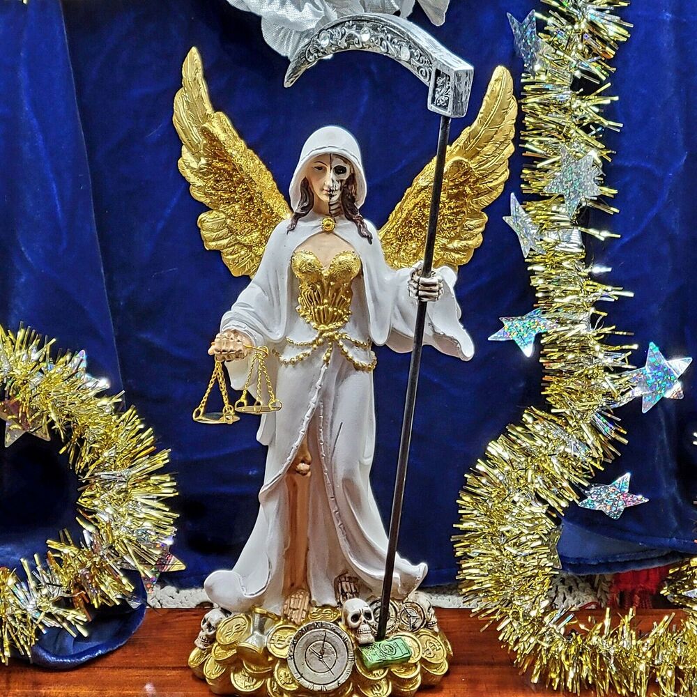 Santa Muerte Statue Mitad Mujer Holy Death Half Woman With Wings On Mone…